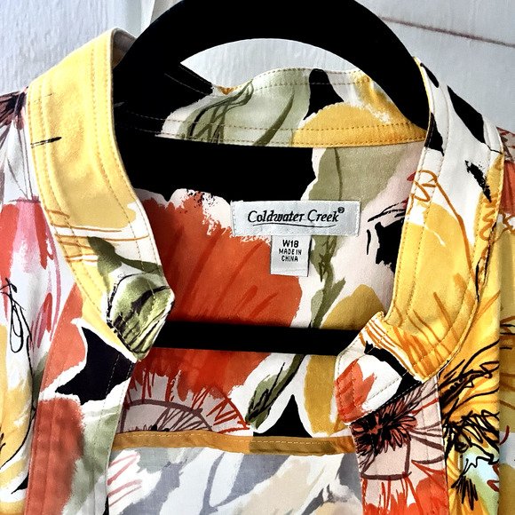 Coldwater Creek Womens Open Front Jacket Blazer Vibrant Spring Florals SZ W 18 - Picture 2 of 9